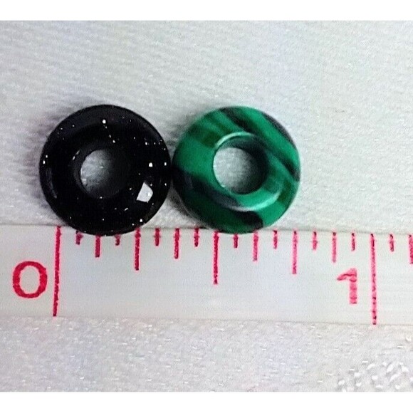 Italian 925 Wheat Chain And 2 Stone/Glass Discs 7" Chain Bracelet - Picture 9 of 12